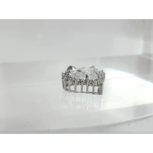 Stauer Signed Vintage Sterling Silver Heart Shaped Cut Center Stone Pendant - Picture 7 of 8